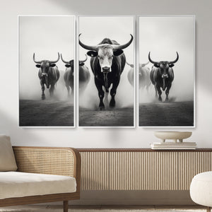 Texas Longhorn Wall Art Canvas Print, Framed Speckled Cow
