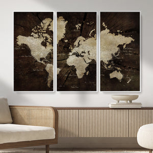 World Map Wall Art Canvas Print – Framed Travel Map Wall Art