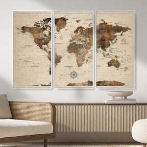 World Map Canvas Print – Framed Detailed Map of the World