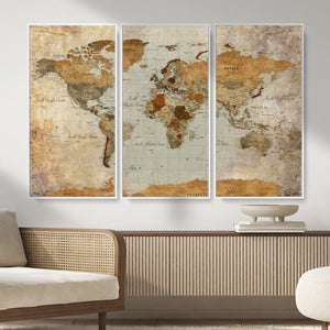 World Map Canvas Print – Detailed Map of the World Wall Art