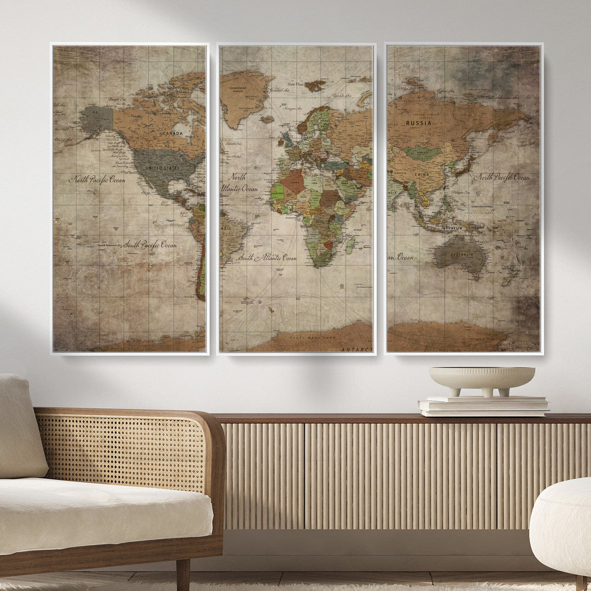World Map Canvas Print – Framed Travel Map Wall Art for