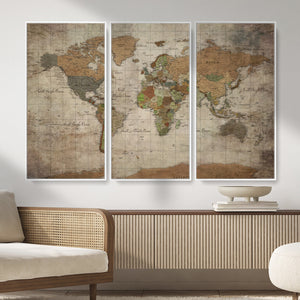 World Map Canvas Print – Framed Travel Map Wall Art for
