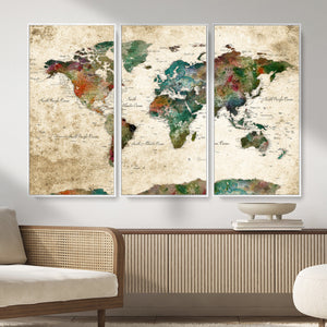 World Map Canvas Print – Framed Detailed Map of the World