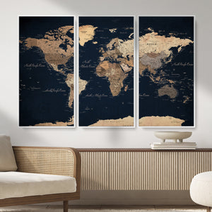 World Map Canvas Print – Detailed Map of the World Wall Art