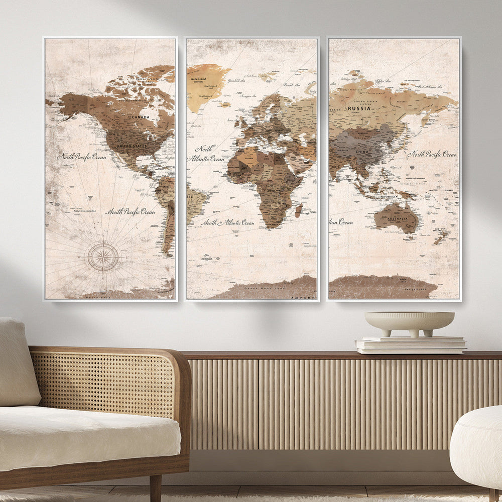 World Map Canvas Print – Framed Travel Map Wall Art for