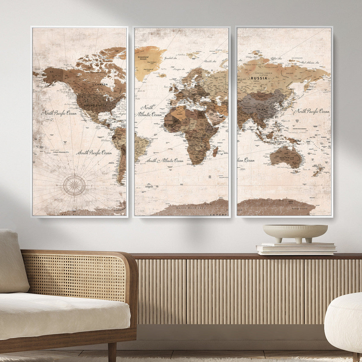 World Map Canvas Print – Framed Travel Map Wall Art for