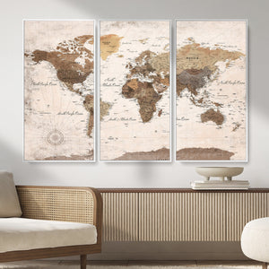 World Map Canvas Print – Framed Travel Map Wall Art for