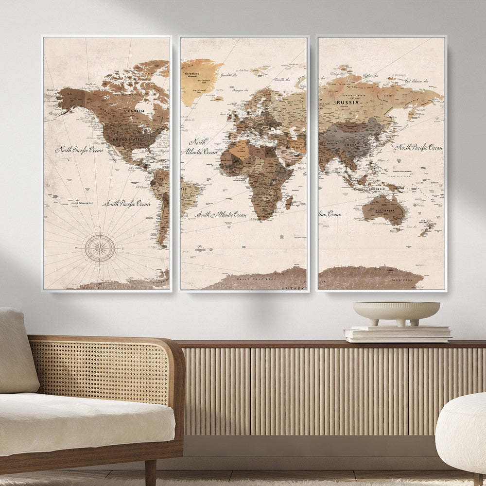World Map Canvas Print – Framed Detailed Map of the World