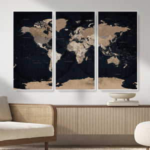 Grunge Wall Art World Map Canvas Print