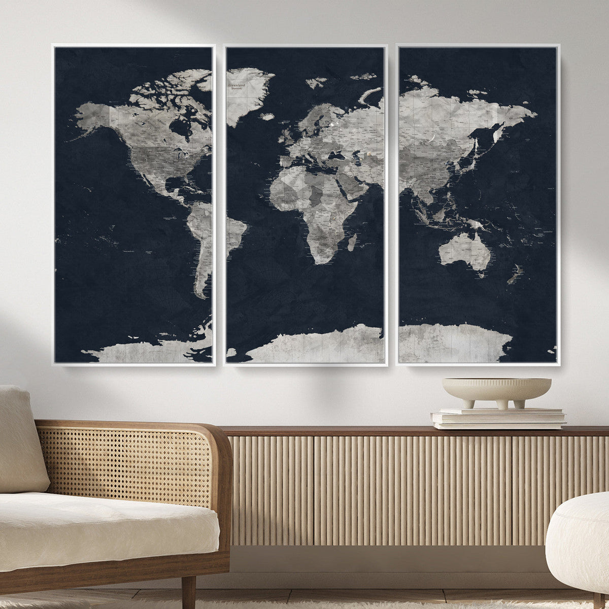 Colorful Watercolor World Map Canvas Print – Vibrant Framed