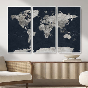 Colorful Watercolor World Map Canvas Print – Vibrant Framed