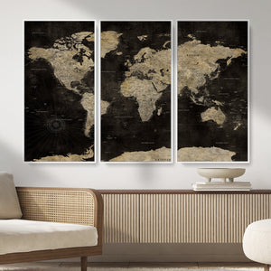 Push Pin World Map Canvas Wall Art Print, Interactive Travel