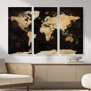 Extra Large World Map Canvas Print – Detailed Map Classic