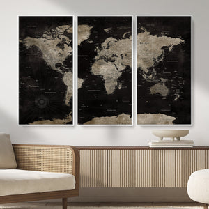 Detailed World Map Wall Art Print - Large Framed World Map