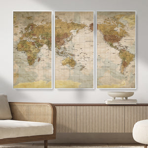 World Map Canvas Print – Detailed Map of the World Wall Art