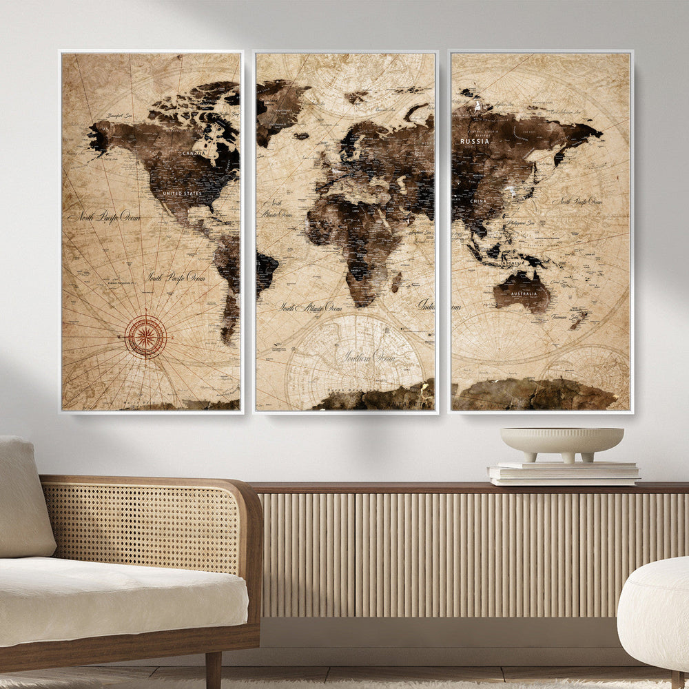 World Map Wall Art Canvas Print