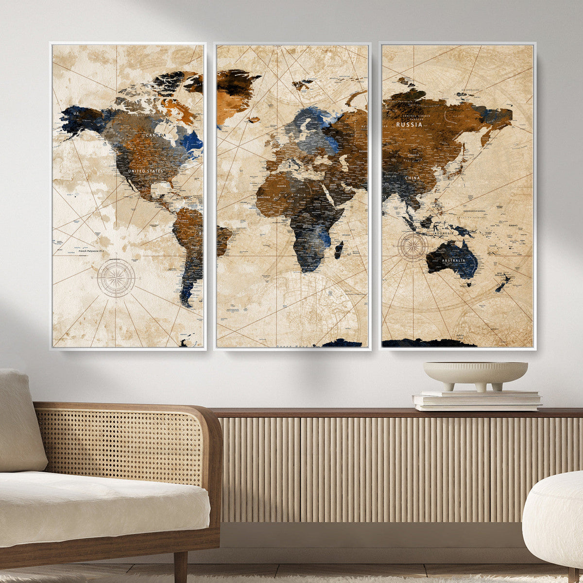 World Map Canvas Print – Framed Travel Map Wall Art for