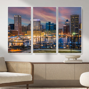 Baltimore Skyline Wall Art Canvas Print, Baltimore Downtown