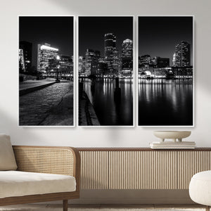 Boston Wall Art Canvas Print, Boston City Downtown Night