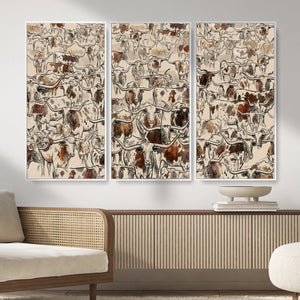 Abstract Longhorn Wall Art Canvas Print - Farm Animal