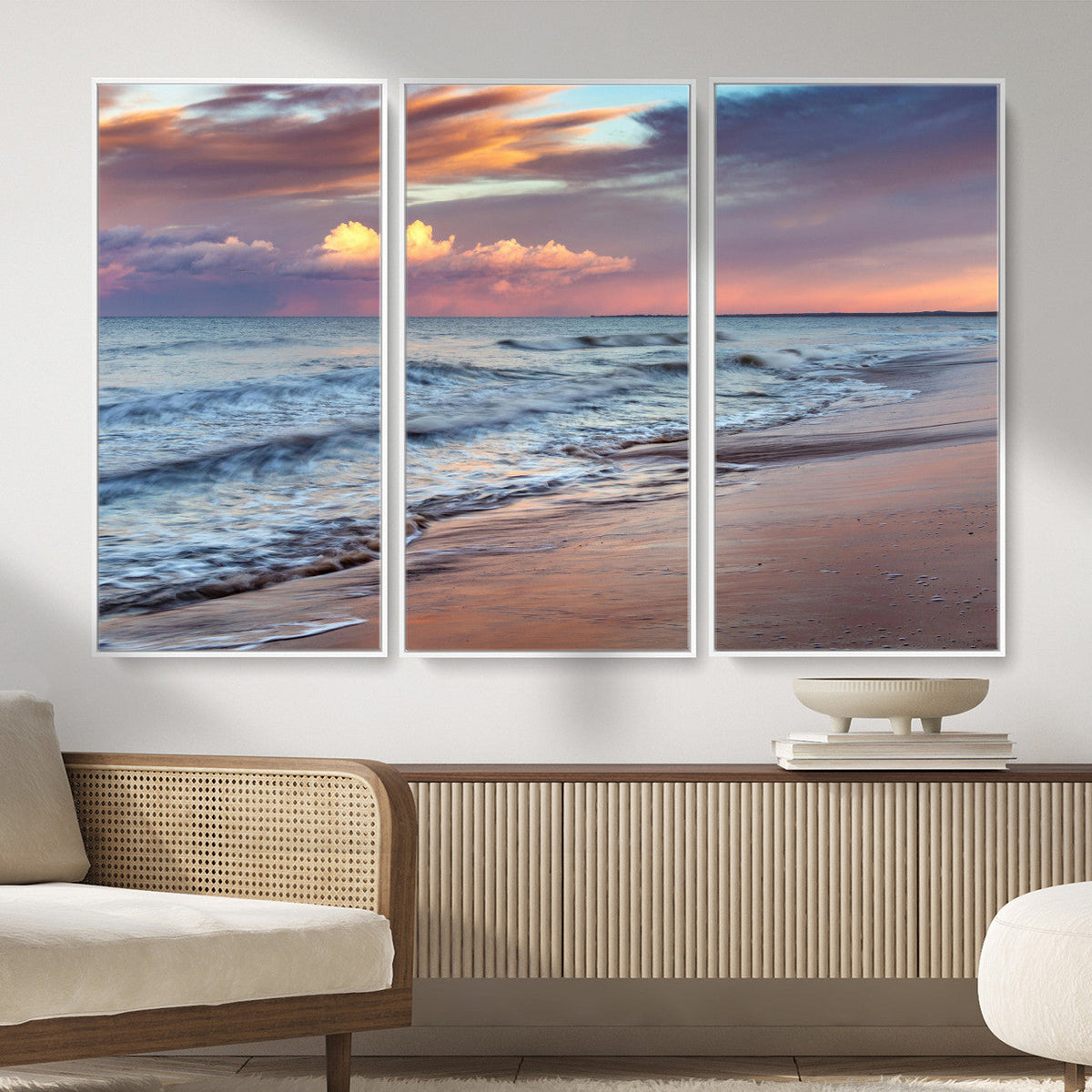 Ocean Sunset Wall Art Canvas Print – Coastal Beach