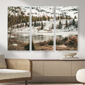 Snowy Mountain Landscape Wall Art Canvas Print, Alpine Pine
