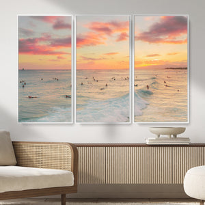 Sunset Beach Wall Art Canvas Print – Soft Coastal