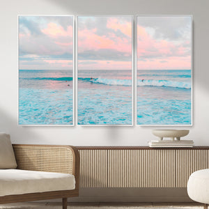Ocean Wave Wall Art Canvas Print, Pastel Surf Seascape