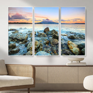 Mayon Volcano Seascape Wall Art Canvas Print, Tropical Ocean