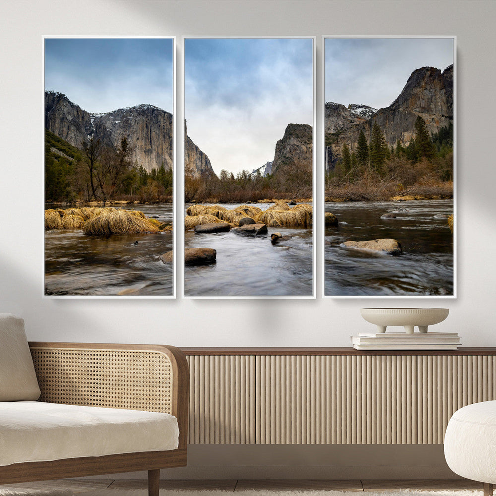Yosemite Valley Mountain Landscape Wall Art Canvas Print,