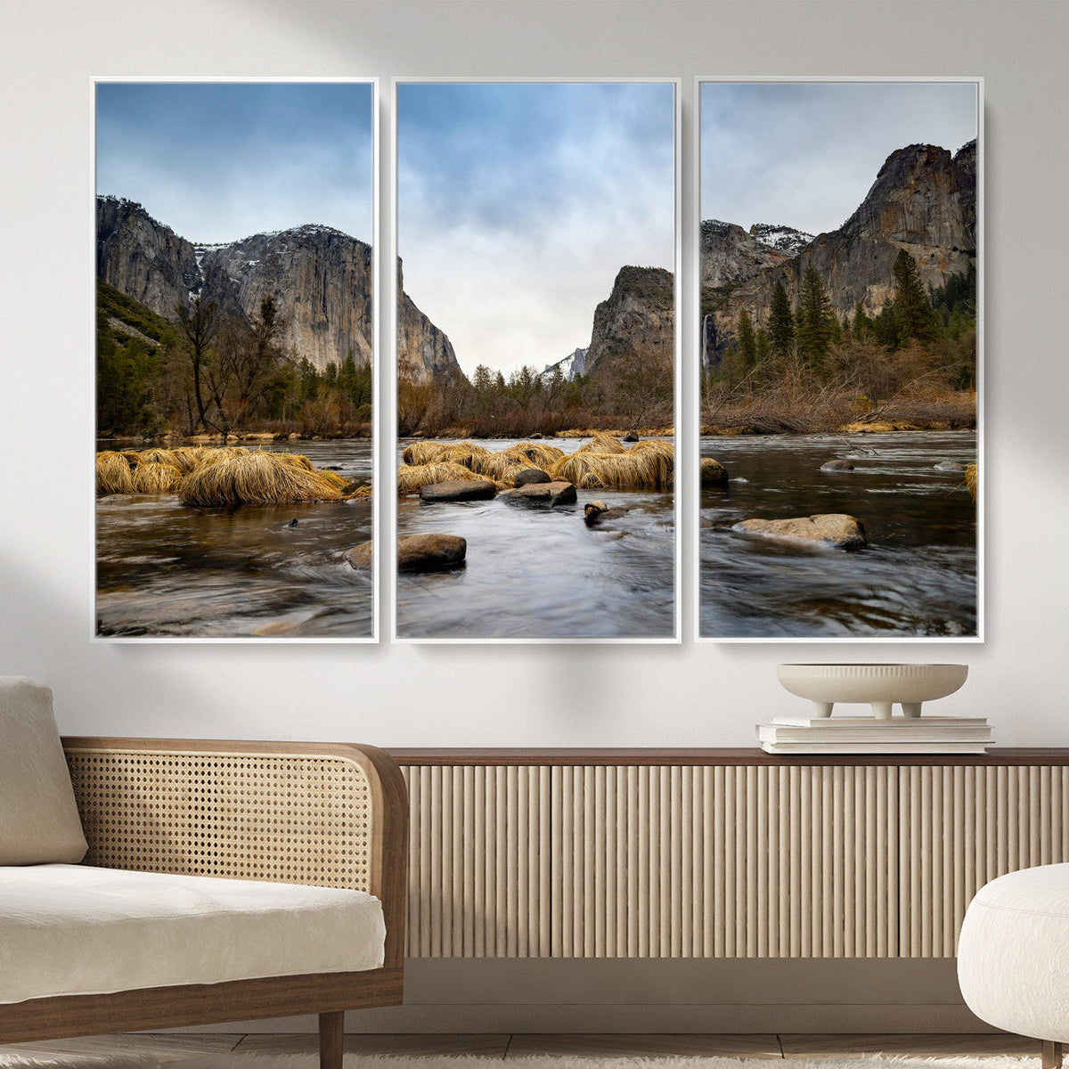 Yosemite Valley Mountain Landscape Wall Art Canvas Print,