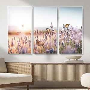 Lavender Field Wall Art Canvas Print, Butterfly Floral