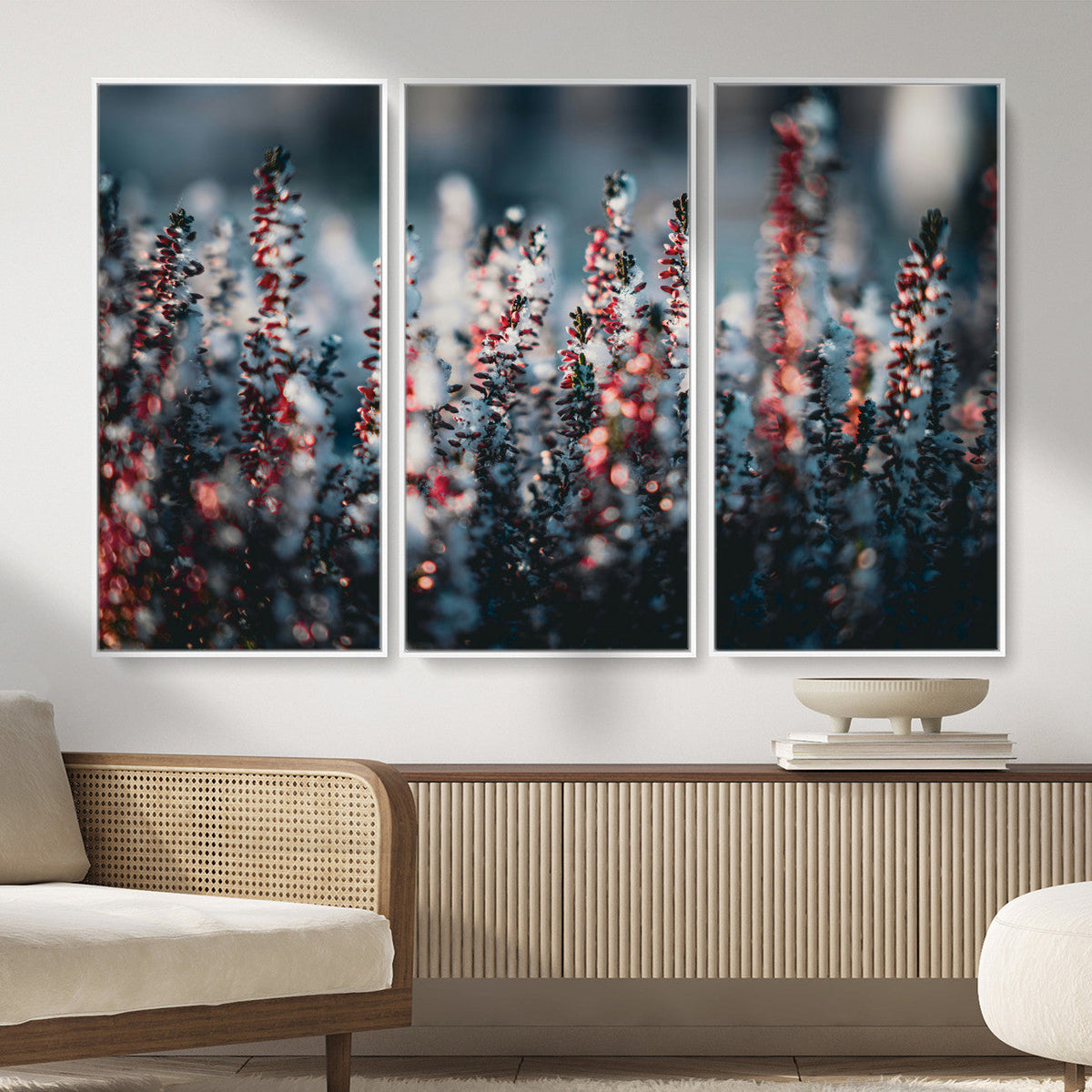 Winter Heather Wall Art Canvas Print, Frosted Floral Nature