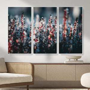 Winter Heather Wall Art Canvas Print, Frosted Floral Nature