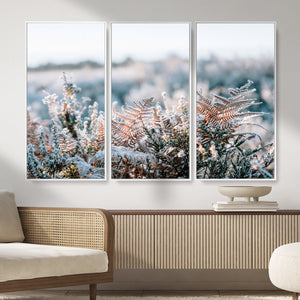 Frosted Fern Wall Art Canvas Print, Soft Winter Botanical