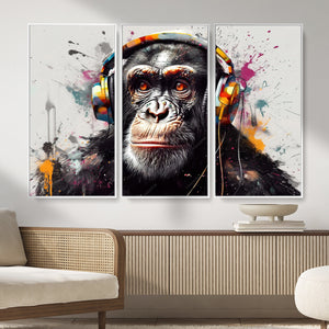 Dj Monkey Wall Art Canvas Print – Colorful Pop Art Banksy