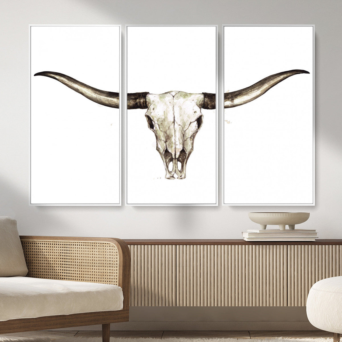 Longhorn Skull Wall Art Canvas Print – Rustic Western