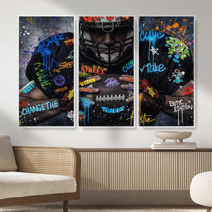 Graffiti American Football Player Street Art Wall Art Canvas