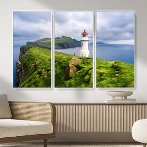 Coastal Lighthouse Wall Art Canvas Print, Cliffside Ocean
