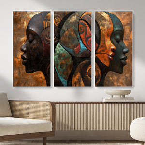 Abstract Afro American Women Wall Art Canvas Print