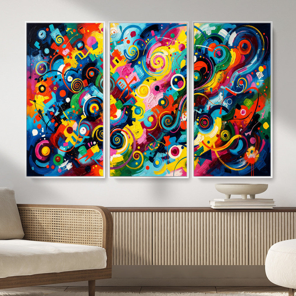 Geometric Abstract Wall Art Canvas Print, Bold Color