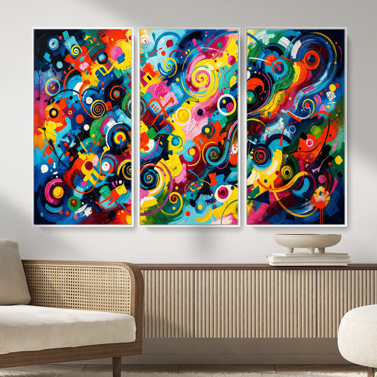 Geometric Abstract Wall Art Canvas Print, Bold Color