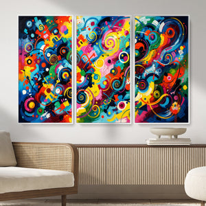 Geometric Abstract Wall Art Canvas Print, Bold Color