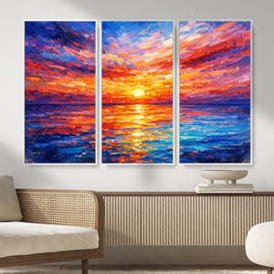 Colorful Knife Ocean Sunset Canvas — Orange Pink Teal