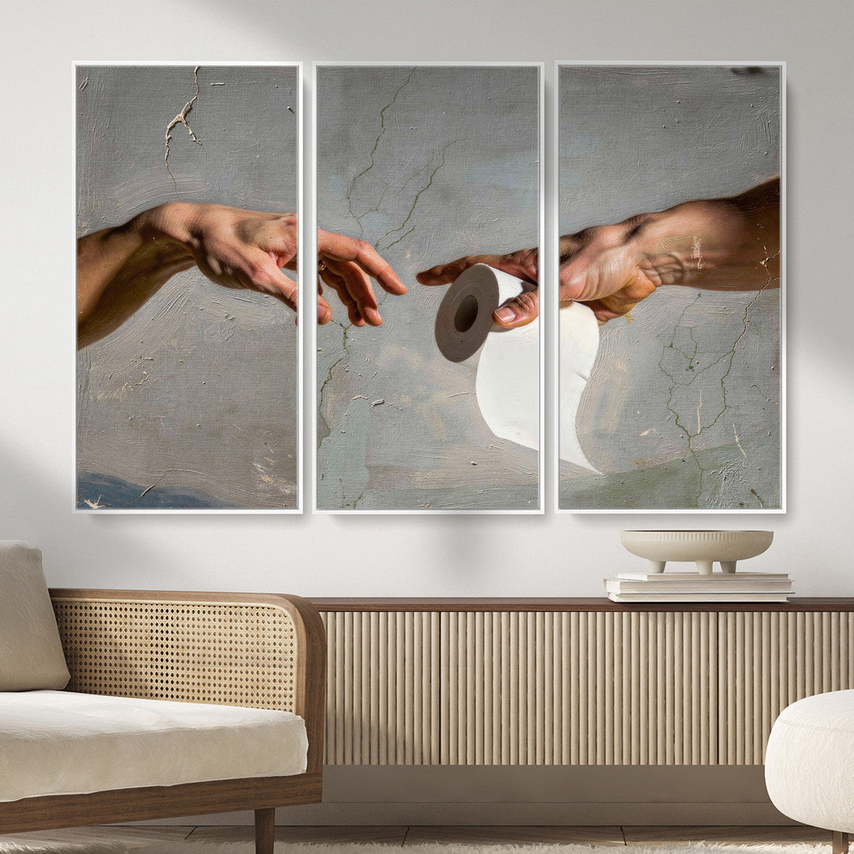 Funny Bathroom Wall Art Canvas, Creation of Toilet Paper