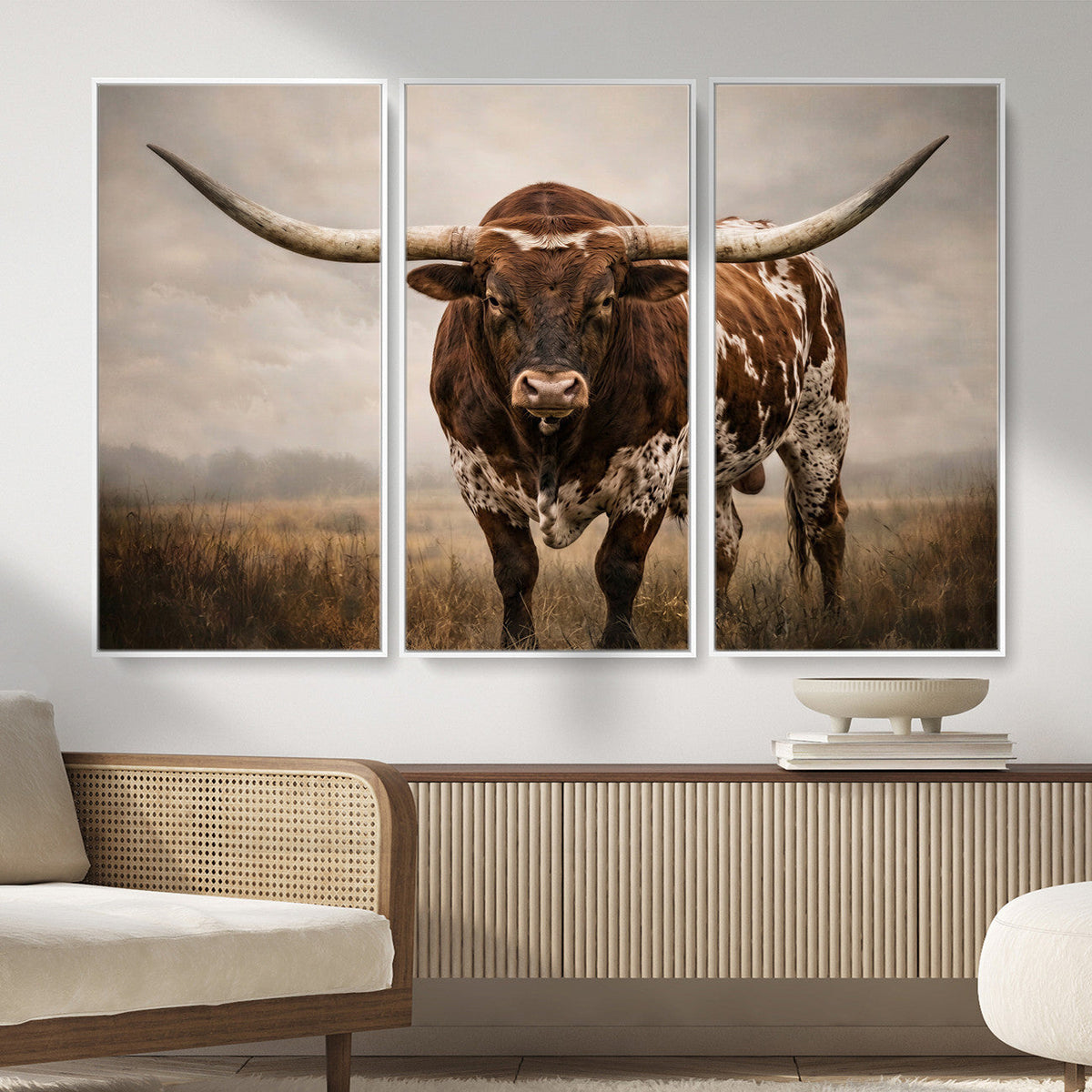 Texas Longhorn Canvas Wall Art Western Bull Desert Moody