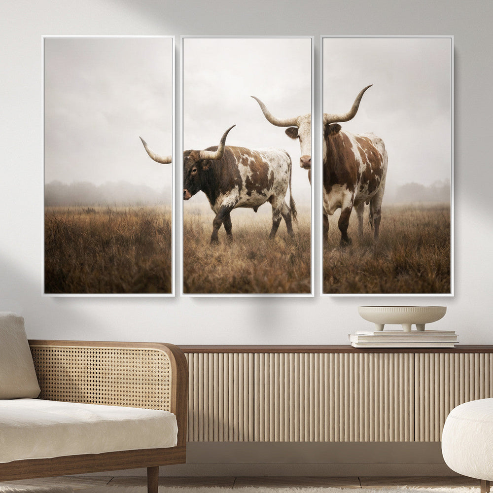Texas Longhorn Canvas Wall Art Western Bull Desert Moody