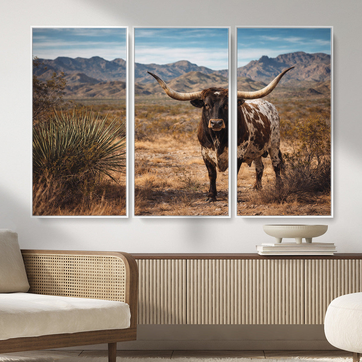 Texas Longhorn Canvas Wall Art Western Bull Desert Moody
