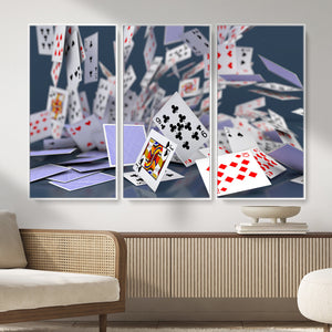 Playing Cards Canvas Wall Art | Casino Game Room Decor,