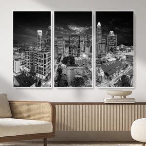 Charlotte Skyline Canvas Wall Art Print – North Carolina Cityscape Photography Print